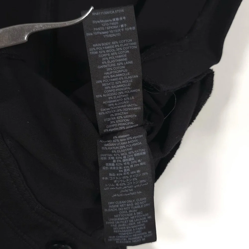 TORY BURCH Women's Dress Pants Size 10 Stretch Cotton Ankle Zip Black 1210-74820